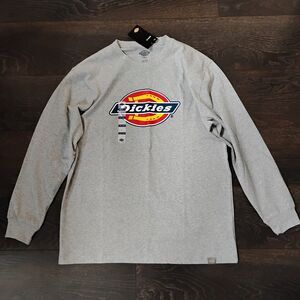 New Dickies T-Shirt Men's Large Long Sleeve Gray Logo Graphic Tee